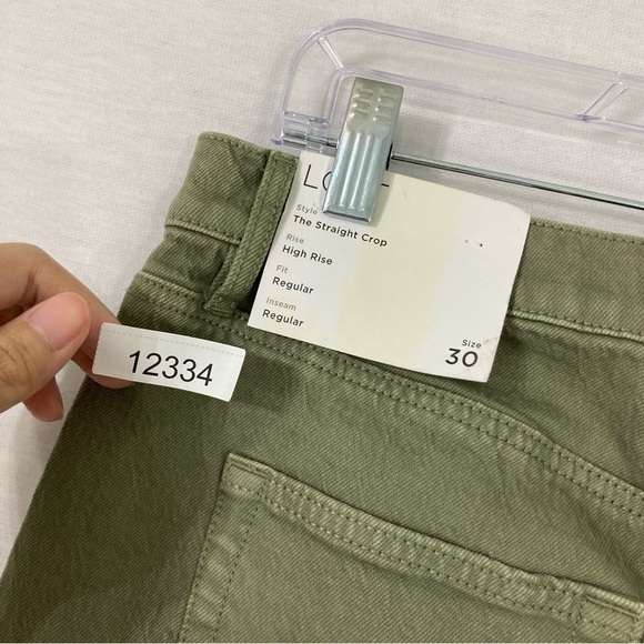 New LOFT Green High Rise The Straight Crop Frayed Hem Jeans size 10/30 - Picture 10 of 11